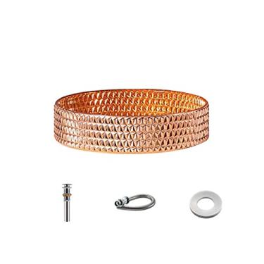 Imagem de jinyi2016SHOP Pias de embarcação, pia de bancada, galvanizada, fundida, arte, pia de vidro, cristal cilíndrico, acima do balcão, bacia para esfregão, acessórios de drenagem, pias de banheiro (cor: B)