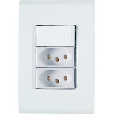 Imagem de Interruptor Simples + Tomada Dupla 20A Branco 4X2 Tramontina