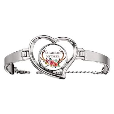 Imagem de N/A N/A Bracelete com pingente de coração para joias de coração com as flores com incentivo da Antlers, medium, metal