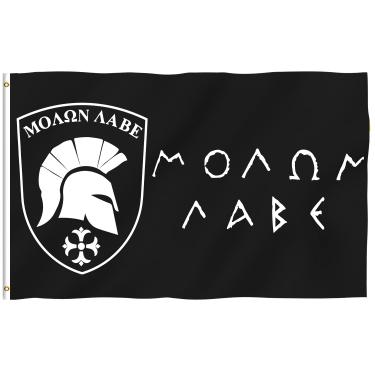 Imagem de Bandeira ANLEY Fly Breeze 3x5 pés MOLON LABE - Cor viva e à prova de desbotamento - Cabeçalho de lona e costura dupla - Bandeiras Gonzales Spartan de poliéster com ilhós de latão
