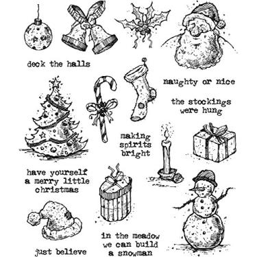 Imagem de Stampers Anonymous Carimbos de aderência Tattered Christmas Tim Holtz, 18 cm x 21,5 cm