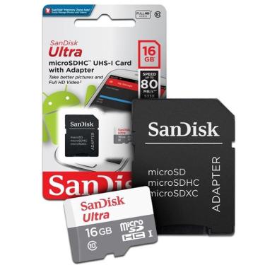 Imagem de Cartão de Memoria 16gb Micro sd CL10 80mb/s Ultra sdsquns Sandisk