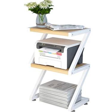 Imagem de Suporte de impressora de 3 camadas de metal com moldura fixa para escritório desktop fax máquina scanner prateleira sala de estar rack de armazenamento de chão 50 × 32 × 69,5 cm suporte de impressora para mesa