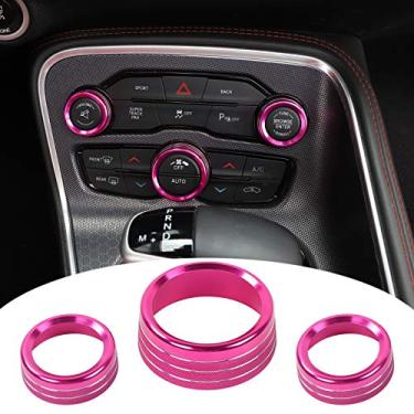 Imagem de Voodonala Interruptor de Ar Condicionado Botão de CD para Dodge Challenger Charger Chrysler 300 300s 2015-2019, para RAM 2013-2018 (liga de alumínio rosa)