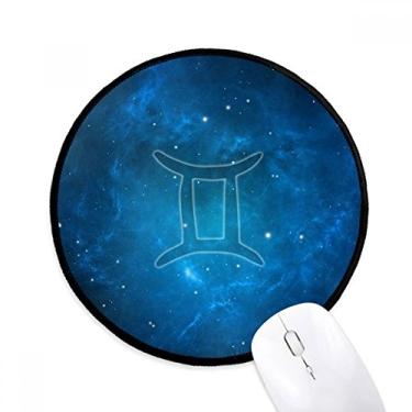 Imagem de DIYthinker Mouse pad constelação do zodíaco de gêmeos noite estrelada desktop escritório tapete redondo para computador