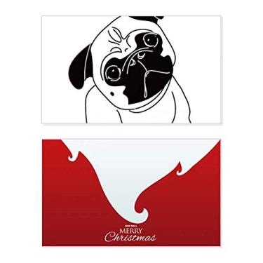 Imagem de Estampa de ilustração de cachorro de desenho animado preto feriado Feliz Natal cartão de parabéns mensagem de carta de Natal