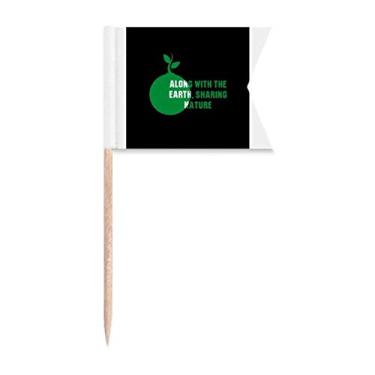 Imagem de Along With The Earth Sharing Nature – Bandeiras de palito de dente para marcação de bolo de festa, comida e queijos