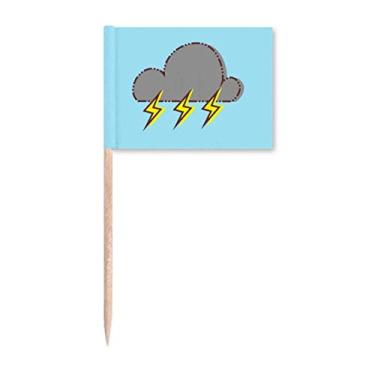 Imagem de Escuro Clouds Thunder Rain bandeiras de palito de dente marcador para decoração de festa
