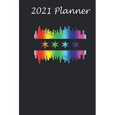 Imagem de 2021 Planner - Chicago Flag Skyline LGBT Gay Pride Parade: Daily planner 2021, US map, US holiday, 6x9 inch, 136 pages