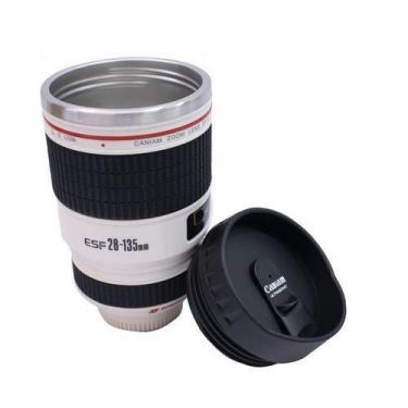 Imagem de Caneca Térmica Lente Câmera Fotográfica Tampa 450ml - Branca - Wincy