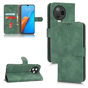 Imagem de Capas de telefone Business Skin Feel compatíveis com Infinix Note 12 Pro Note12Pro 4G capa de couro slots para cartão clipe de carteira capa de telefone à prova de choque (verde, Infinix Note 12 Pro 4G)