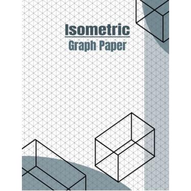 Imagem de Caderno de papel gráfico isométrico: bloco de desenho com design 3D, grande 21,5 x 28,5 cm, 108 páginas, para estudantes, engenheiros, designers, arquitetura