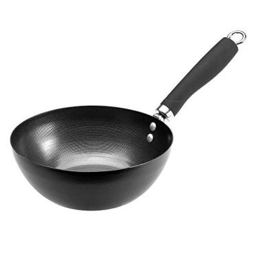 Imagem de Ecolution Wok de aço carbono antiaderente com cabo rebitado de toque macio, 20 cm, preto