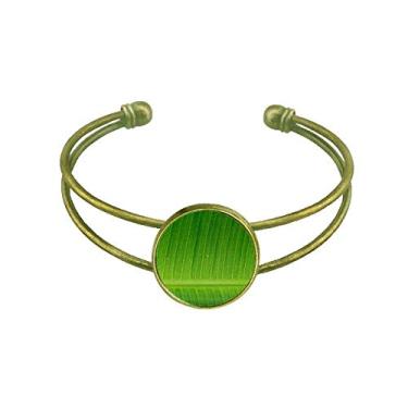 Imagem de Bracelete retrô com foto de folha de banana, pulseira natureza retrô com punho aberto