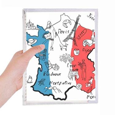 Imagem de Mapa da Cidade, França, com a bandeira nacional, caderno de folhas soltas, diário recarregável, papelaria
