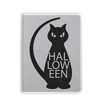 Imagem de Diário de capa macia para caderno de gatos com personalidade preta Halloween