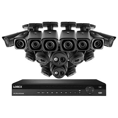 Imagem de Lorex 16 canais N881A63B 4K Sistema de Segurança 4KHDIP1688NV- 8 4K LNE8950BW Áudio Turret Câmaras, 8 4K LNB8973B Motorizado Bala Câmeras