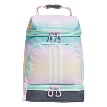 Imagem de adidas Lancheiras isoladas Excel, refrigerador de almoço com zíper, bolso para bolsa de gelo e clipe, isolamento de controle de temperatura, Gradiente Flash Aqua/Orquídea Fusion Roxo, One Size