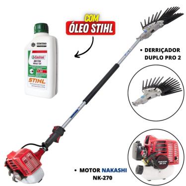 Imagem de Derriçadeira Portátil de Café Nakashi com Garra Dupla e Haste Longa de 1500mm Ideal Para Alcançar Pontos Altos + 01 Óleo Castrol Stihl