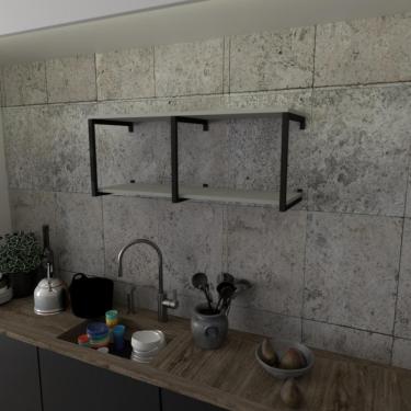 Imagem de Prateleira Industrial Suspensa Estante Parede Nicho Cinza Cozinha Escritorio Sala Quarto Infantil
