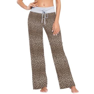 Imagem de KLL Padrão de leopardo com transições de cores calças de pijama longas para mulheres calças de pijama femininas para adulto macio PP, Padrão de leopardo com transições de cores, X-Large
