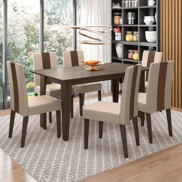 Imagem de Mesa de Jantar Retangular Poliman Goya com 6 Cadeiras Revestidas em Suede