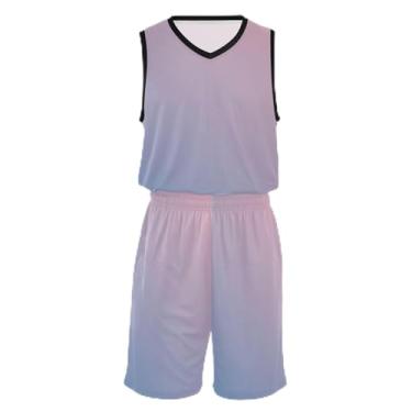 Imagem de Camisas de basquete para meninos de bolinhas, ajuste confortável, camisa de futebol 5 a 13 anos, Rosa claro gradiente, G