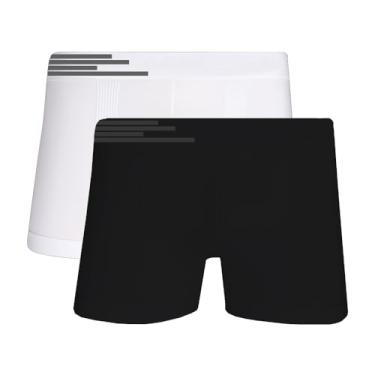 Imagem de Kit 2 Cueca Boxer Microfibra Up Underwear 436 Branco e Preto