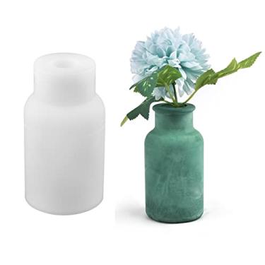 Imagem de Vaso redondo 3D de silicone para gesso de resina epóxi faça você mesmo, vaso de flores de concreto, molde de artesanato de argila de cimento para decoração de casa