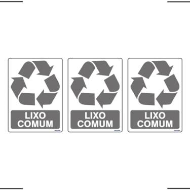 Imagem de Combo 3 Adesivos De Sinalização Lixo Comum 15x20 Ekomunike - S-247 F9e