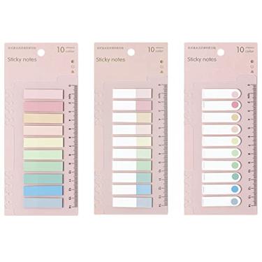 Imagem de 600 peças de abas adesivas Morandi, abas de anotações, marcadores de página, abas de livro pastel, abas de leitura, abas de anotação, marcadores de página, abas de índice adesivo com abas de régua para anotação de livros (cor A)