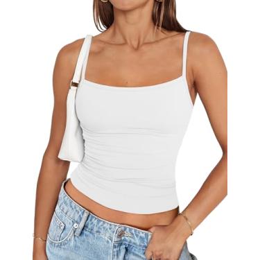 Imagem de Trendy Queen Camiseta regata feminina de verão sem mangas, Branco, P