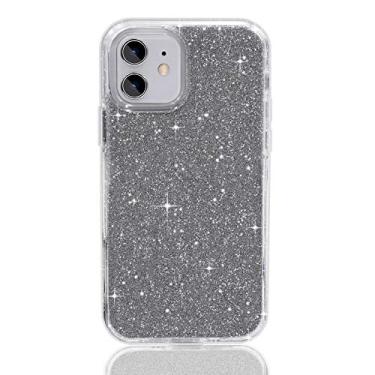 Imagem de HUIYCUU Compatible with iPhone 12 Mini 5.4" Case Bling Glitter,3 Layers Slim Cute Girl Women Clear Design Flexible Drop Protect Shockproof Soft Bumper+Hard Cover for iPhone 12 Mini,Crystal Silver