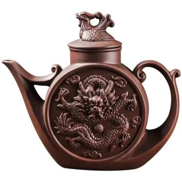 Imagem de Yixing-Pote de argila roxa de grande capacidade Kungfu bule de chá doméstico feito à mão com filtro de argila vermelha