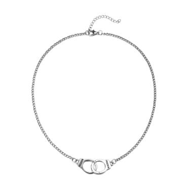 Imagem de GDBAIXIMY Colar Best Friend Partners in Crime Friendship Declaration Necklace clavicular corrente gargantilha pingente algemas de aço inoxidável presente de amizade BFF, Aço inoxidável, Sem Pedra