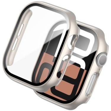 Imagem de WISKII Pacote com 2 capas compatíveis com Apple Watch Series 11 Series 10 42 mm com protetor de tela, capa rígida ultrafina à prova de choque para iWatch 42 mm, acessórios Starlight