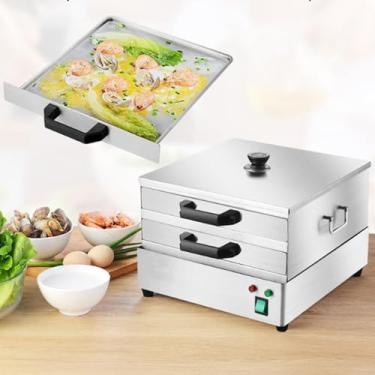 Imagem de HENGJINGTR 220V 1800W Aço inoxidável Arroz Rolo vaporer com 3 bandejas de aquecimento elétrico Máquina de rolagem de vermicelli no vapor para uso comercial e doméstico