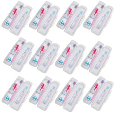 Imagem de kit 12 estojos porta escova e pasta de dente infantil portatil de plas