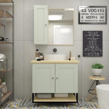 Imagem de Gabinete para Banheiro 2 Portas 1 Prateleira 80cm Nordic - Mazzu