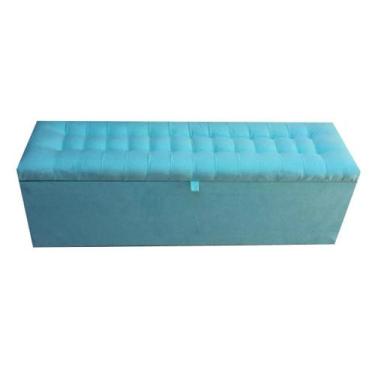 Imagem de Calçadeira Baú Julia 140 Para Cama de Casal - Negromonte Store, Azul T
