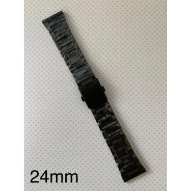 Imagem de 2 Pulseiras de Aço Preto Terminal Reto 24mm - Universal