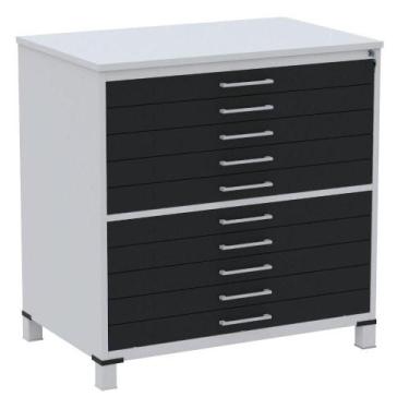 Imagem de Mapoteca 10 Gavetas Pandin 120 cm (Larg) Inmetro Tampo MDP Cinza Estru