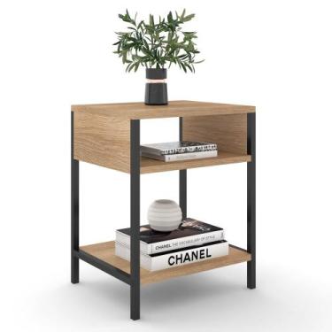 Imagem de Mesa de Cabeceira Estilo Industrial Plaza L03 Castanho - Mpozenato, Ca