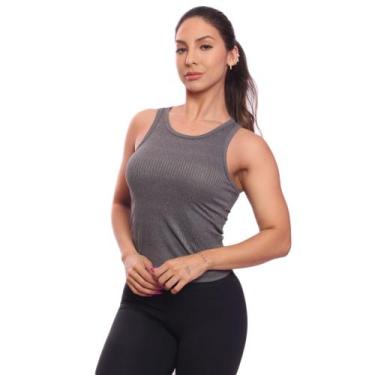Imagem de Regata Nadador Canelada Feminina Lisa Blusa Blusinha Básica Treino Aca