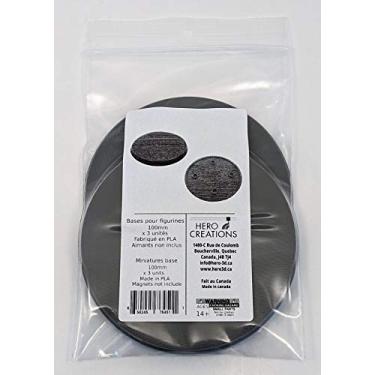 Imagem de HERO Creations Miniatura 3 Bases de Plástico Cinza 100 mm -4 polegadas - Tamanho da estatueta circular gigantesca, para RPG - Mesa - Mesas de jogos de guerra