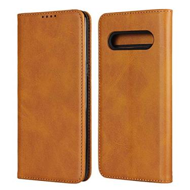 Imagem de iCoverCase Capa para LG V60 ThinQ 5G, capa carteira magnética de couro PU premium, compartimentos para cartão para carregar capa interna macia de couro flip com suporte para LG V60 (Cáqui)