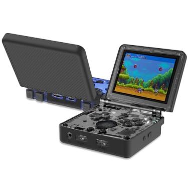 Imagem de SKRVGOJFG - Capa de silicone para console de jogos portátil retrô RG35XXSP, antiarranhões, lavável e à prova de choque - Preta