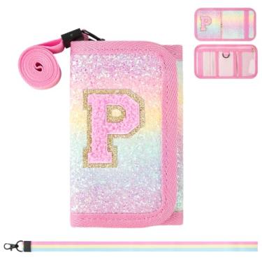 Imagem de Carteiras para meninas de 2, 3, 4, 5, 6, 7, 8, 9 e 10 anos de idade, bolsa com inicial personalizada para meninas adolescentes, linda carteira infantil com bolso para moedas, rosa, P