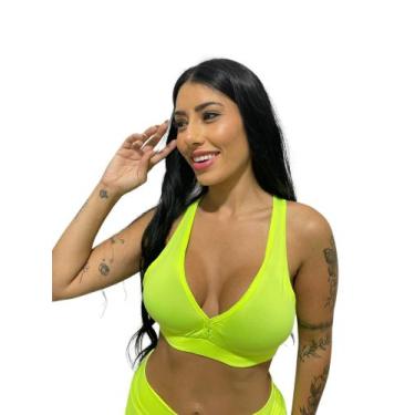 Imagem de top nadador com bojo removível feminino fitness - TB modas, Verde, M