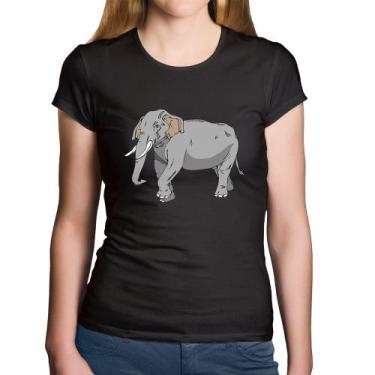 Imagem de Baby Look Algodão Elefante Ilustração - Foca na Moda, Preto, GGG